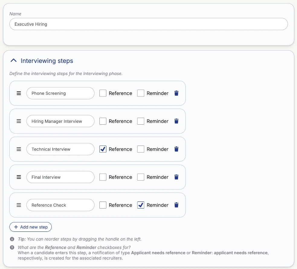 Edit Workflow Interview Steps